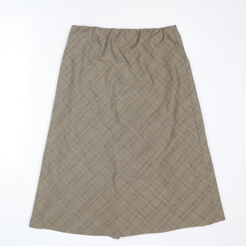 Minosa Womens Brown Plaid Wool Swing Skirt Size 14