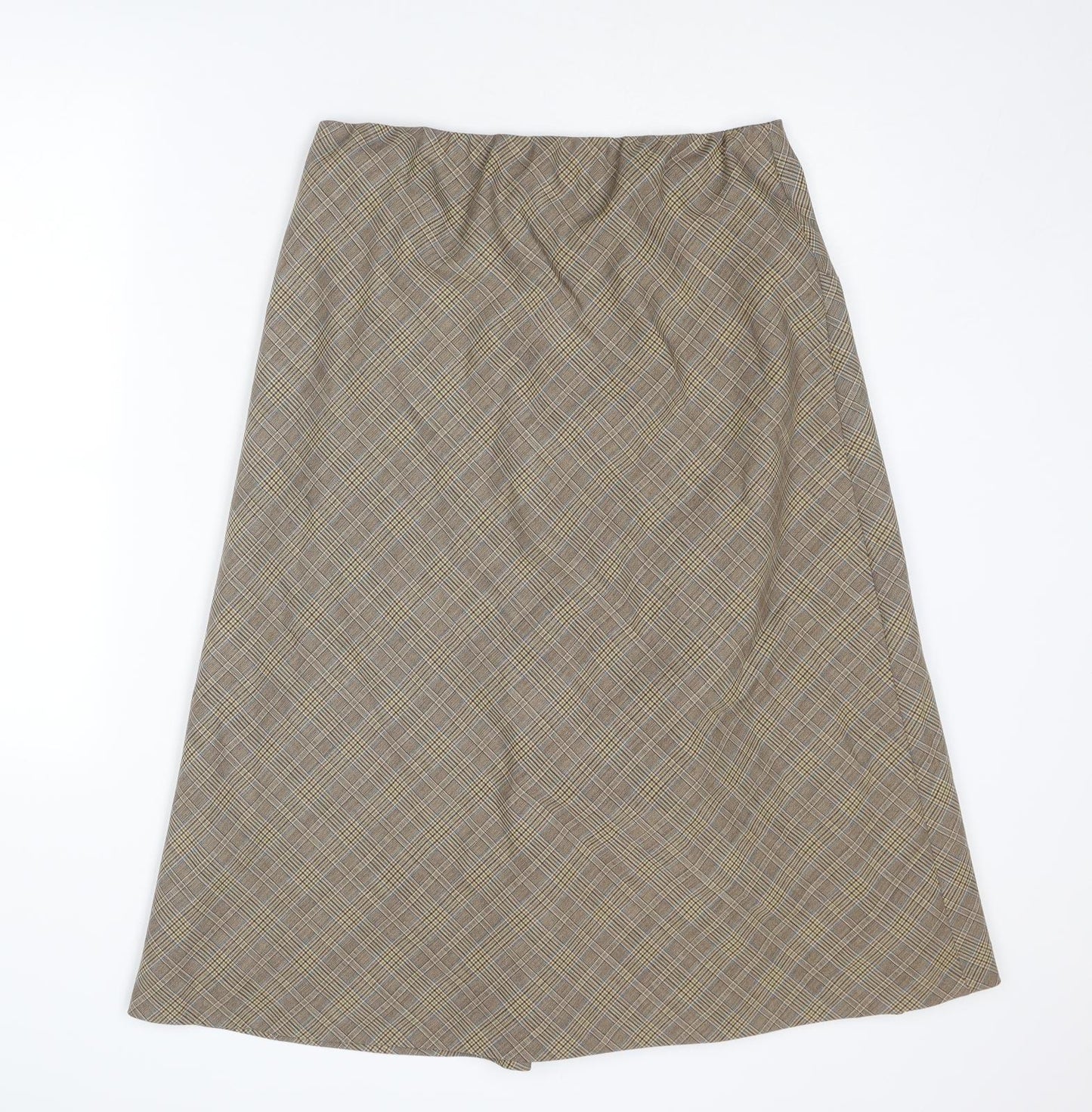 Minosa Womens Brown Plaid Wool Swing Skirt Size 14