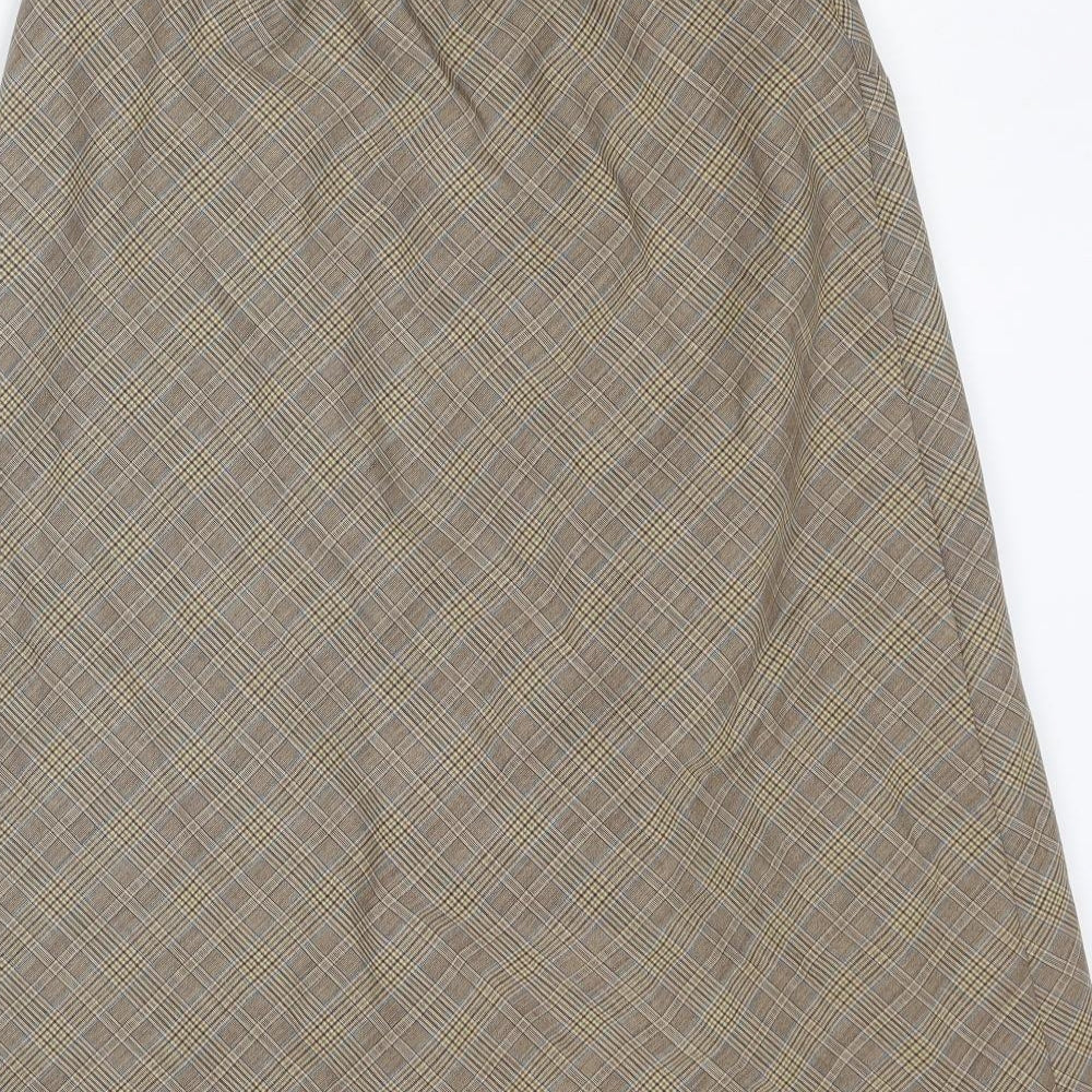 Minosa Womens Brown Plaid Wool Swing Skirt Size 14
