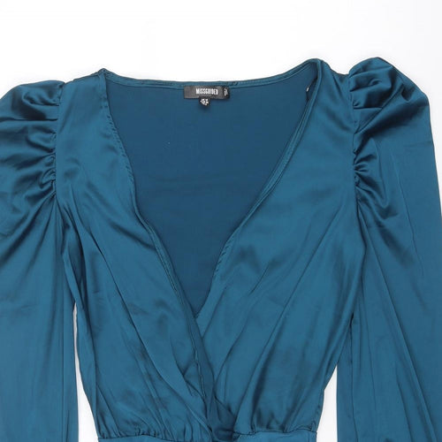 Missguided Womens Blue Polyester Bodysuit One-Piece Size 10 Snap