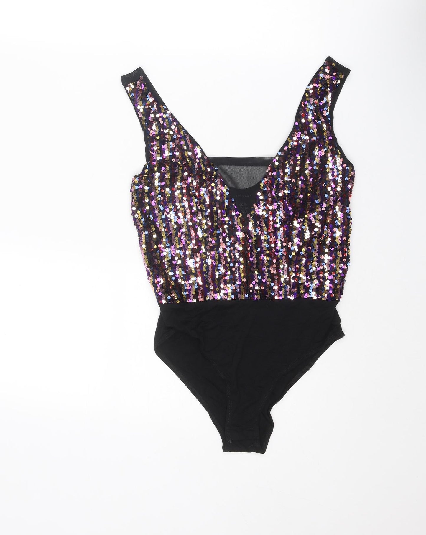 New Look Womens Multicoloured Polyester Bodysuit One-Piece Size 8 Snap