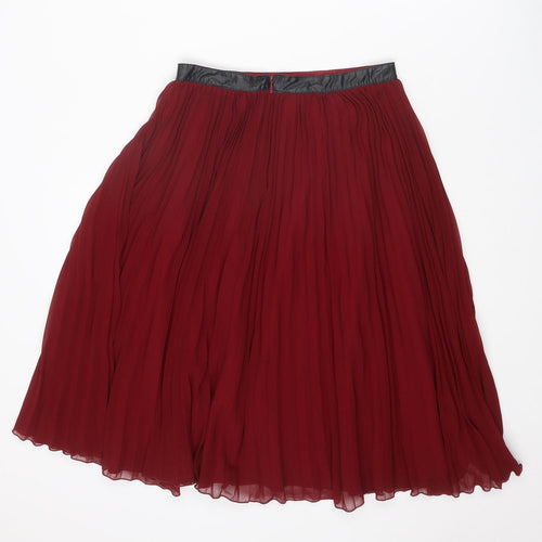 Miss Selfridge Womens Red Polyester Pleated Skirt Size 8 Zip