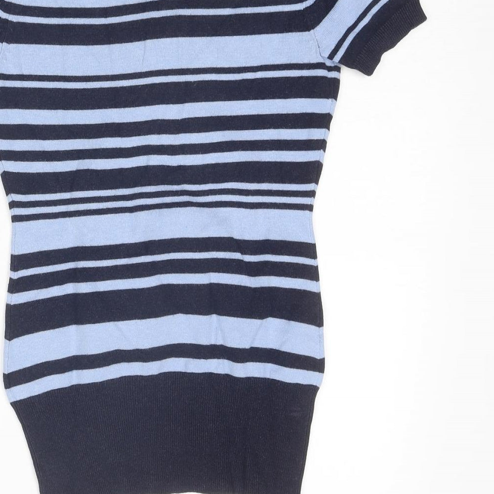 Red Herring Womens Blue Scoop Neck Striped Viscose Pullover Jumper Size 8