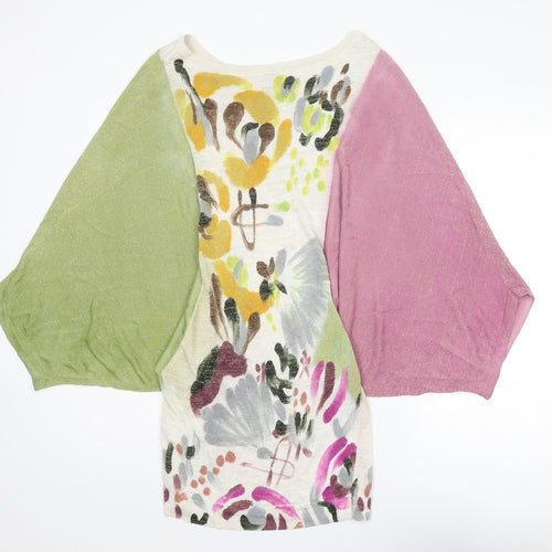 Etincelle Couture Womens Multicoloured Boat Neck Geometric Viscose Pullover Jumper Size 8 - Batwing