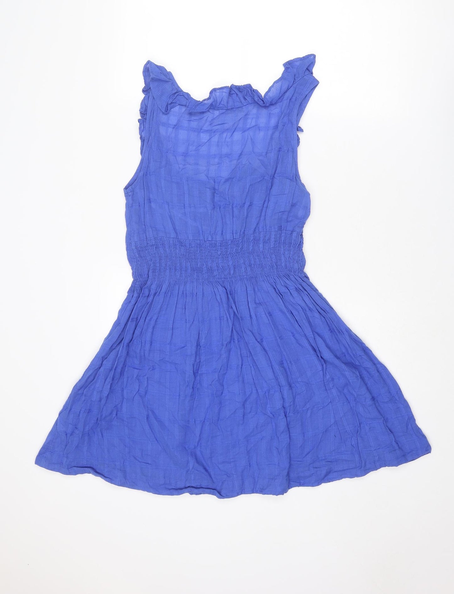 New Look Womens Blue Cotton A-Line Size 12 Round Neck Tie