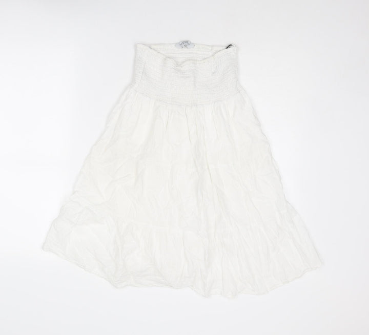 Dorothy Perkins Womens White Cotton A-Line Size 12 Off the Shoulder Pullover