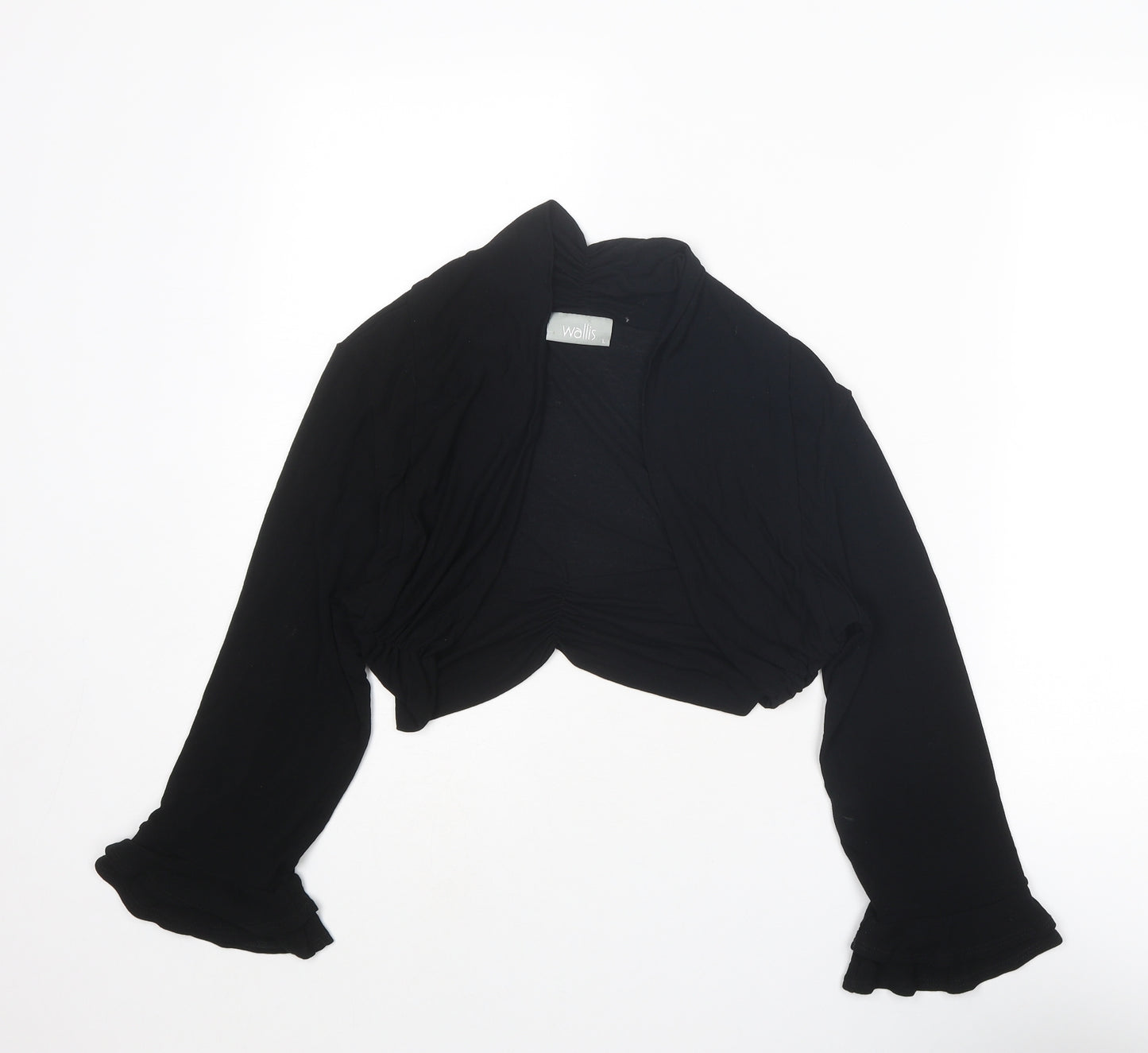Wallis Womens Black V-Neck Viscose Cardigan Jumper Size L - Cropped