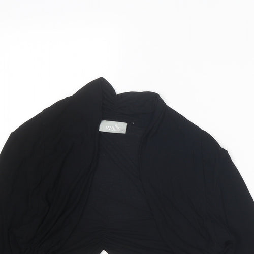 Wallis Womens Black V-Neck Viscose Cardigan Jumper Size L - Cropped