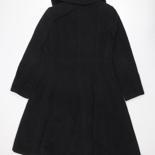 Laura Ashley Womens Black Overcoat Coat Size 12 Button
