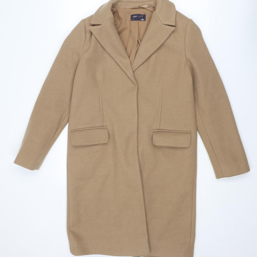 Marks and Spencer Womens Beige Overcoat Coat Size 10 Snap