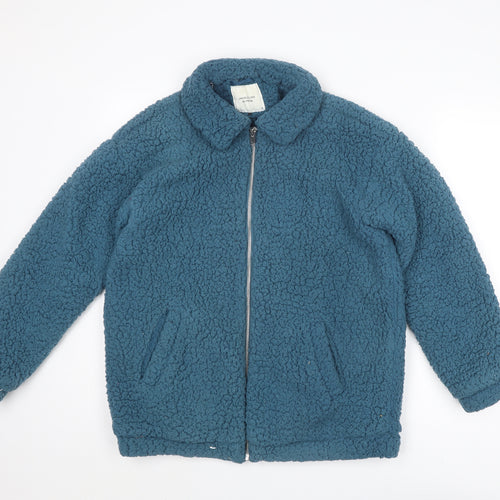 Jacqueline De Yong Womens Blue Jacket Size S Zip - Teddy Bear Style