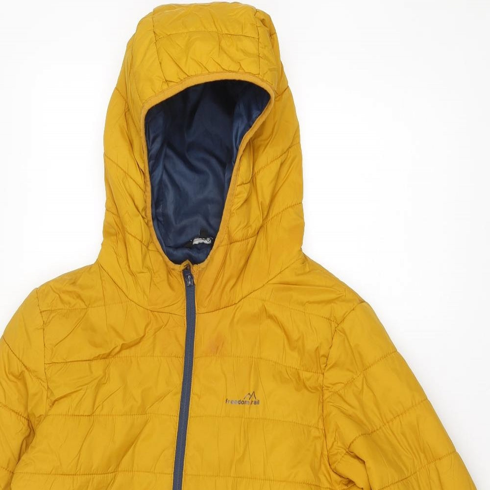 Freedom Trail Womens Yellow Quilted Jacket Size 14 Zip