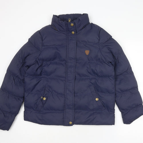Brave Soul Womens Blue Puffer Jacket Jacket Size 12 Zip