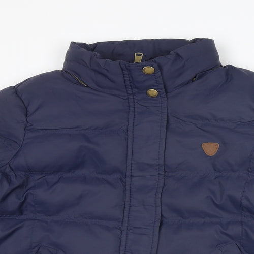Brave Soul Womens Blue Puffer Jacket Jacket Size 12 Zip