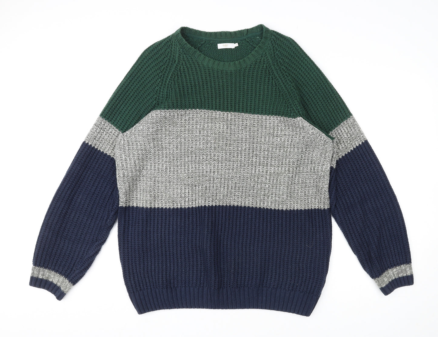 Cotton Traders Mens Multicoloured Round Neck Acrylic Pullover Jumper Size XL Long Sleeve - Colourblock
