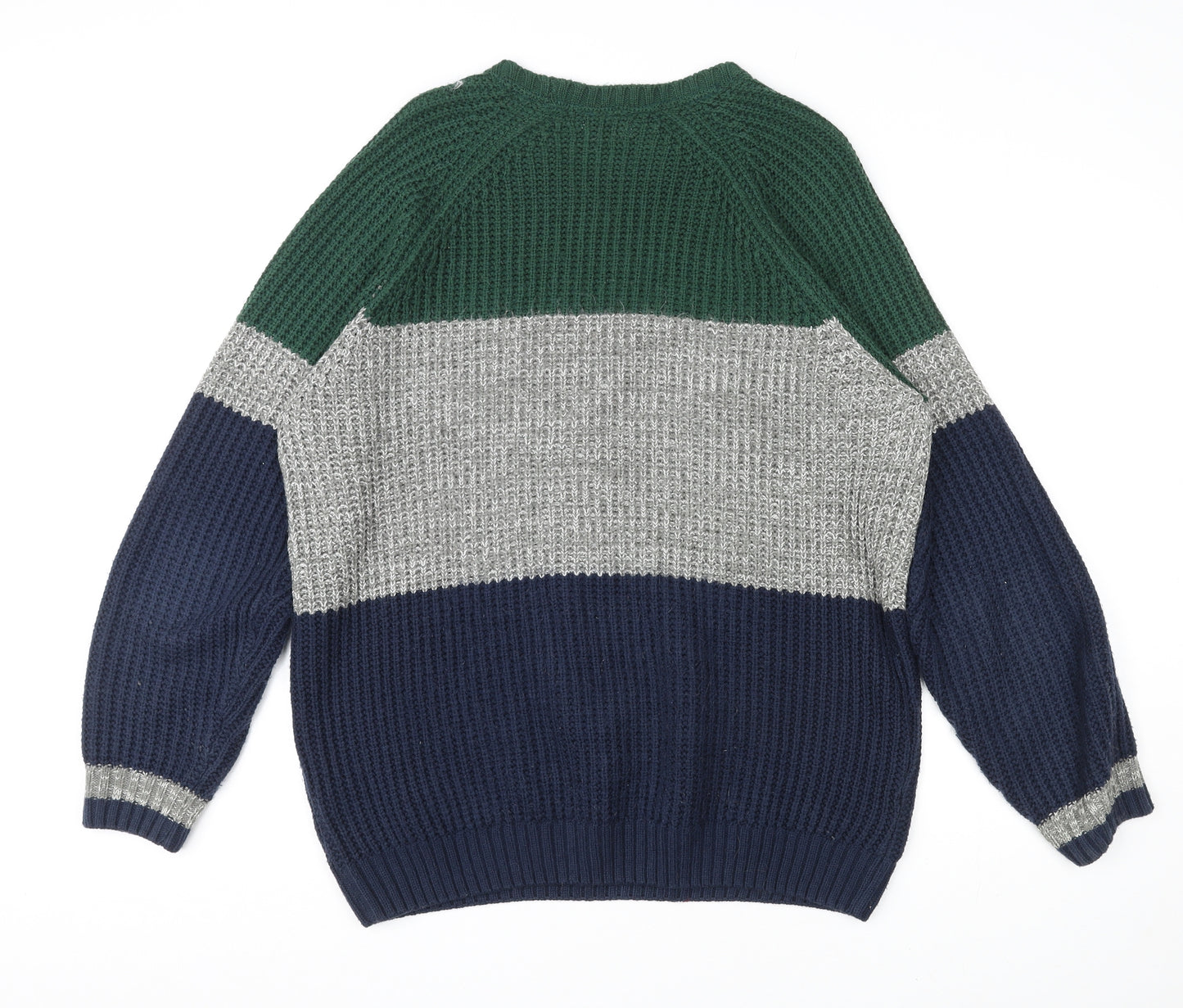 Cotton Traders Mens Multicoloured Round Neck Acrylic Pullover Jumper Size XL Long Sleeve - Colourblock