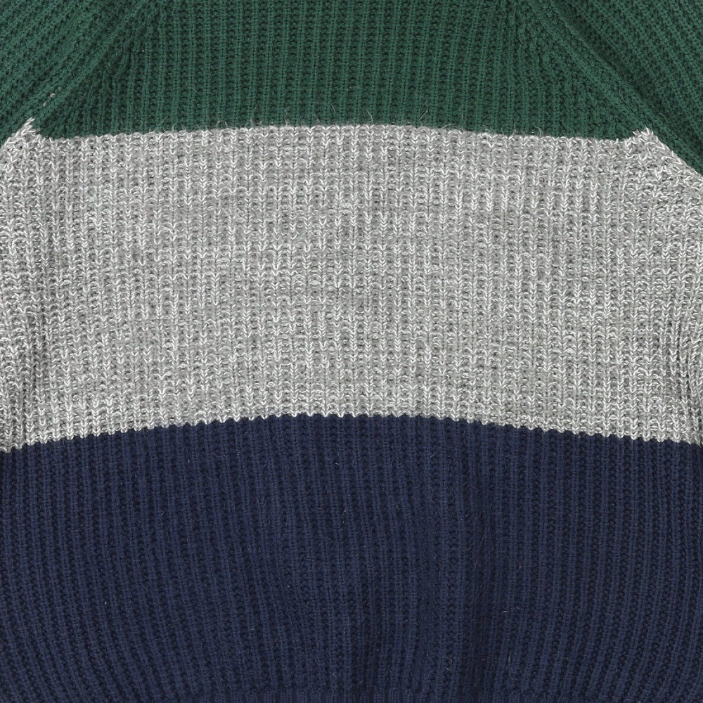 Cotton Traders Mens Multicoloured Round Neck Acrylic Pullover Jumper Size XL Long Sleeve - Colourblock
