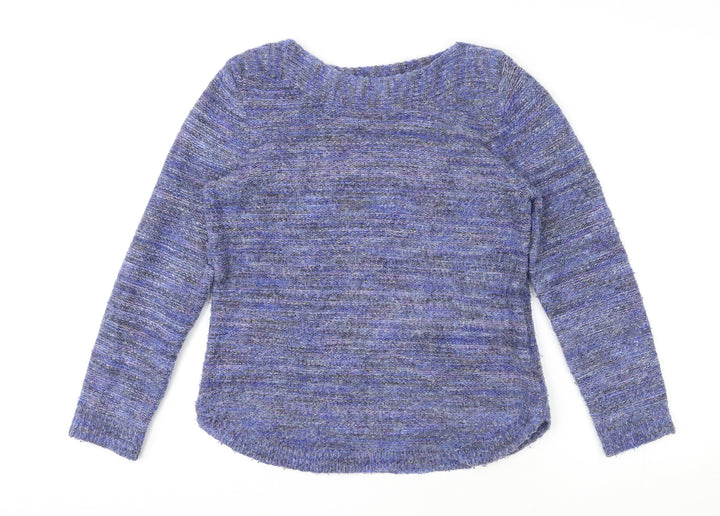 Pebble Bay Womens Blue Round Neck Acrylic Pullover Jumper Size M