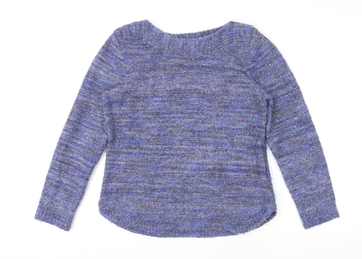 Pebble Bay Womens Blue Round Neck Acrylic Pullover Jumper Size M