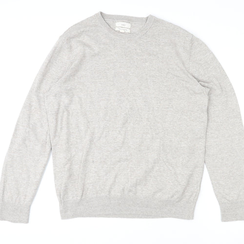 Marks and Spencer Womens Beige Round Neck 100% Cotton Pullover Jumper Size L