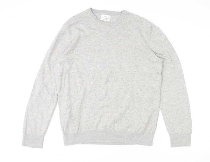 Marks and Spencer Womens Beige Round Neck 100% Cotton Pullover Jumper Size L