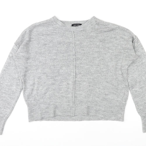 New Look Womens Grey Round Neck Acrylic Pullover Jumper Size S