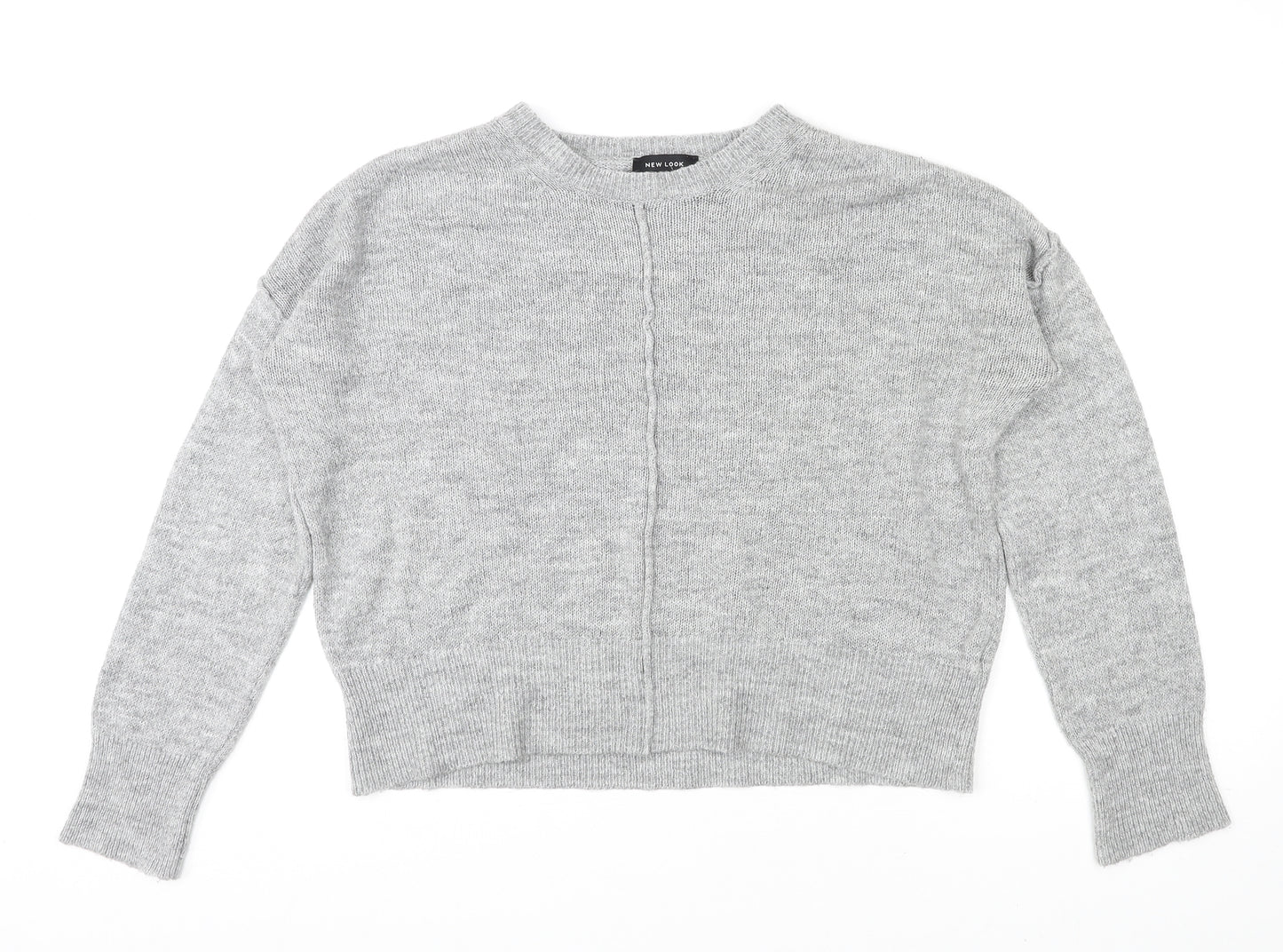 New Look Womens Grey Round Neck Acrylic Pullover Jumper Size S