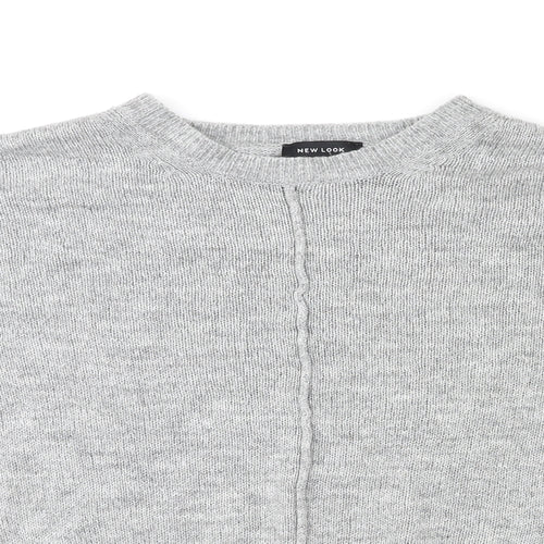 New Look Womens Grey Round Neck Acrylic Pullover Jumper Size S