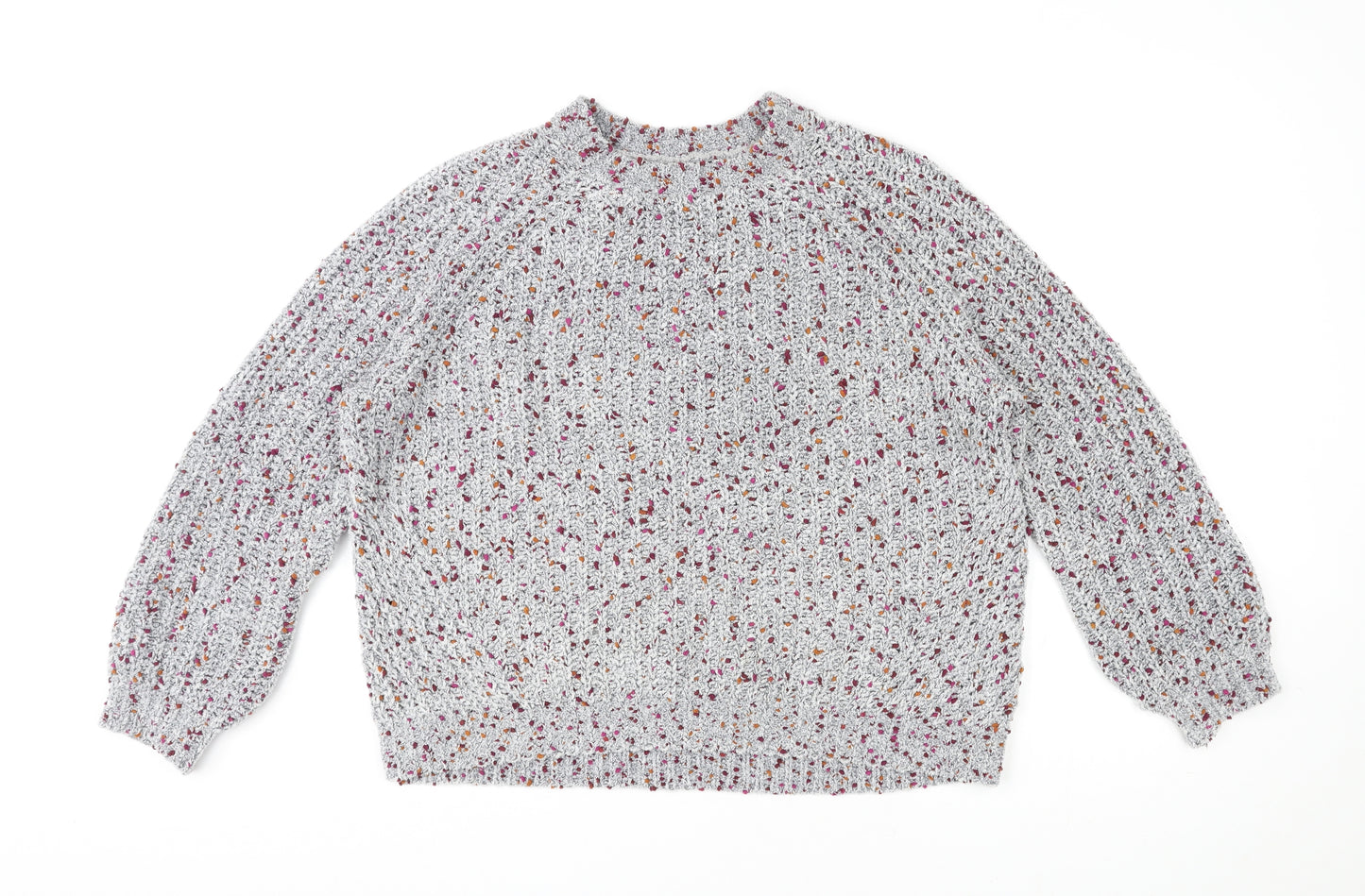 Marks and Spencer Womens Grey Round Neck Polyester Pullover Jumper Size L