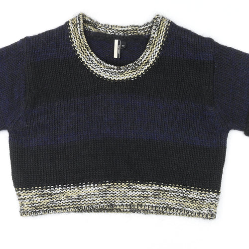 Topshop Womens Multicoloured Round Neck Acrylic Pullover Jumper Size 12
