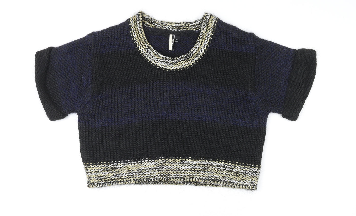 Topshop Womens Multicoloured Round Neck Acrylic Pullover Jumper Size 12
