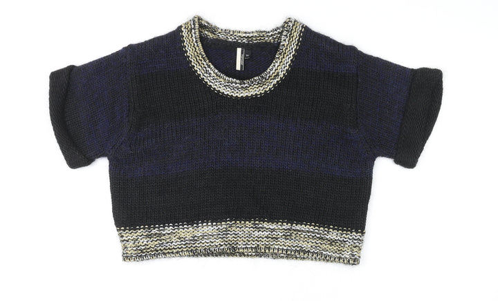 Topshop Womens Multicoloured Round Neck Acrylic Pullover Jumper Size 12
