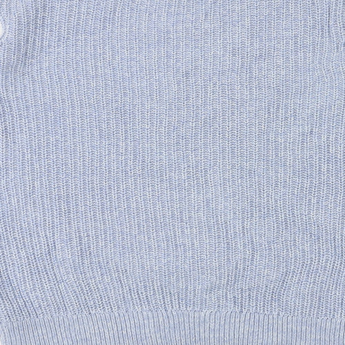 Marks and Spencer Womens Blue Round Neck 100% Cotton Pullover Jumper Size XS