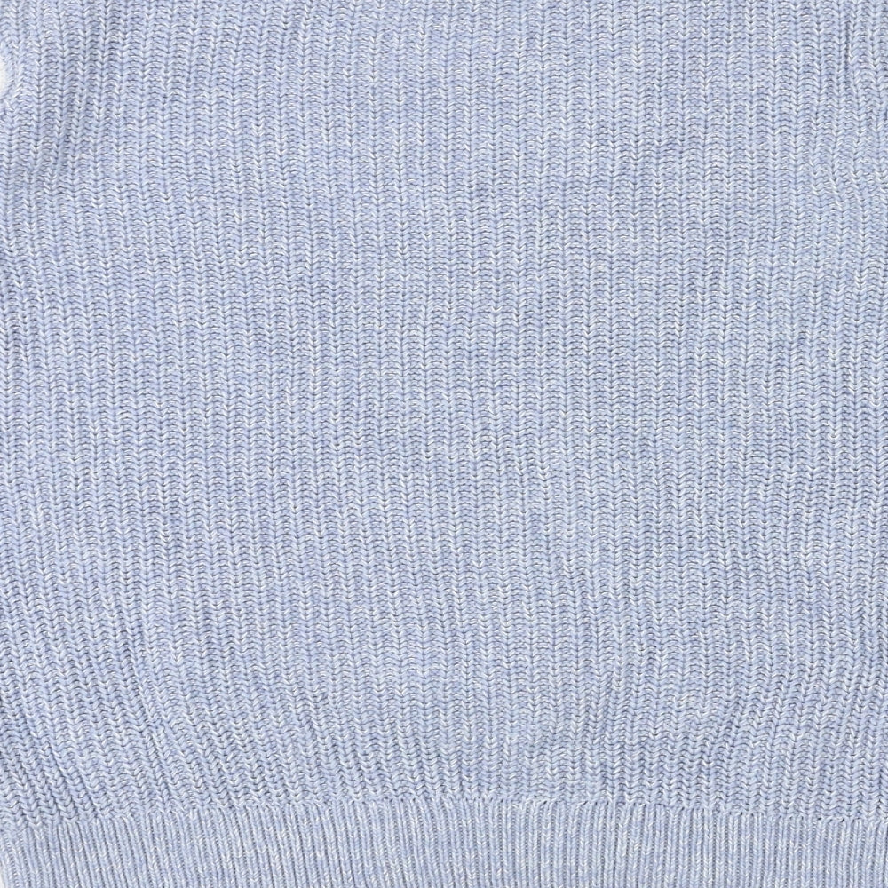 Marks and Spencer Womens Blue Round Neck 100% Cotton Pullover Jumper Size XS