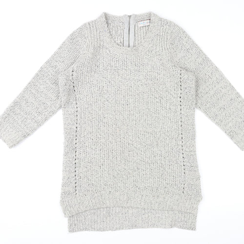 Indigo Womens Grey Round Neck Acrylic Pullover Jumper Size 10