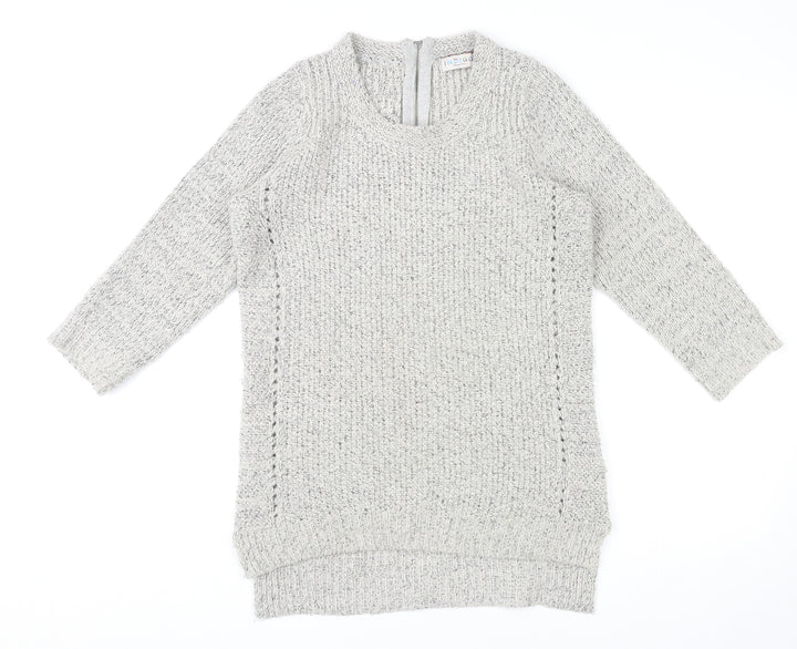Indigo Womens Grey Round Neck Acrylic Pullover Jumper Size 10