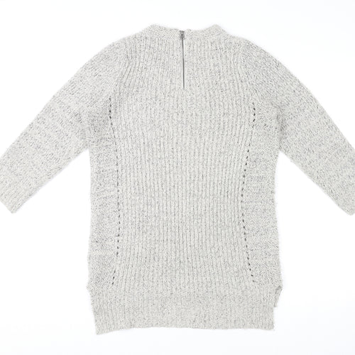 Indigo Womens Grey Round Neck Acrylic Pullover Jumper Size 10