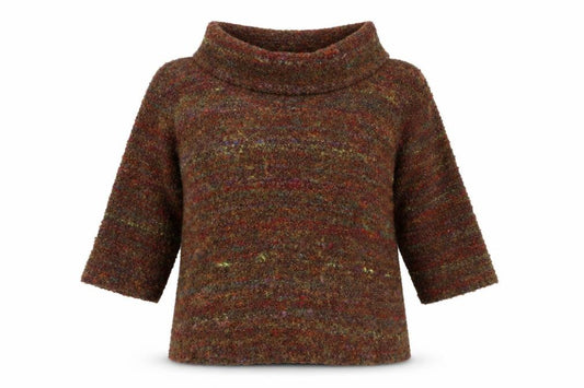 Front view of Klass women’s multicoloured roll neck acrylic jumper, size 2XL