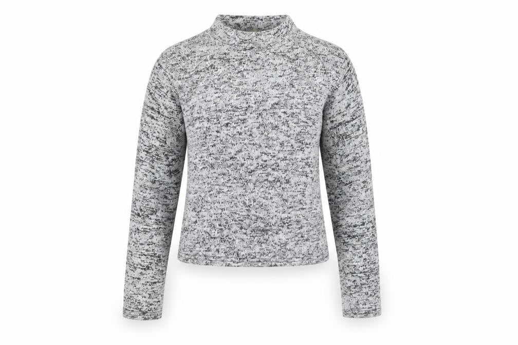 Front view of Cameo Rose women’s grey high neck polyester jumper, size L