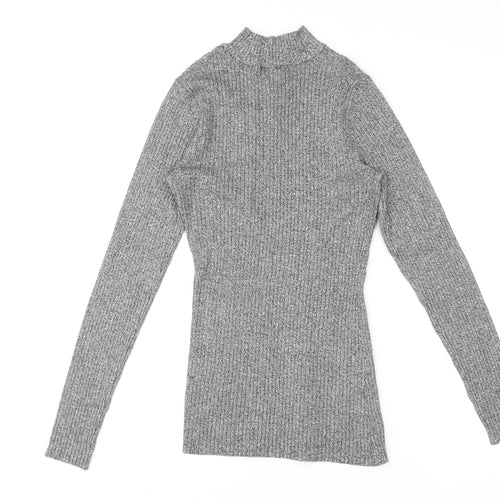 H&M Womens Grey High Neck Viscose Pullover Jumper Size S