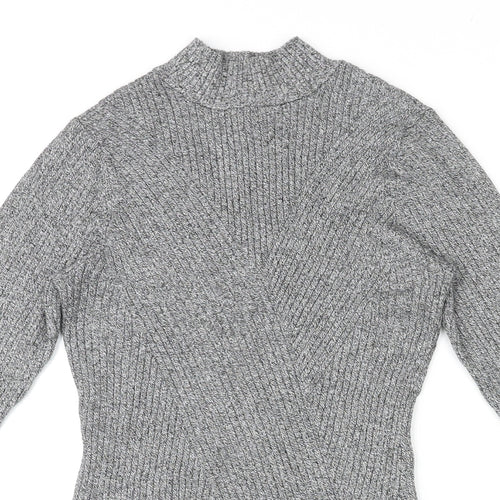 H&M Womens Grey High Neck Viscose Pullover Jumper Size S
