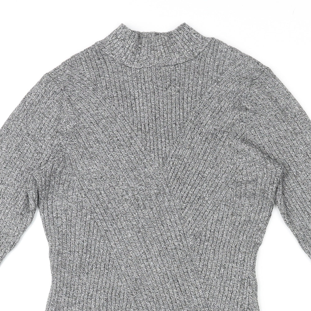 H&M Womens Grey High Neck Viscose Pullover Jumper Size S