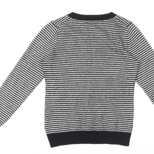 Banana Republic Womens Black Round Neck Striped Polyester Pullover Jumper Size S