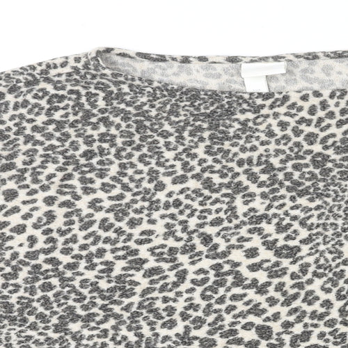 H&M Womens Multicoloured Round Neck Animal Print Polyester Pullover Jumper Size M - Leopard Print