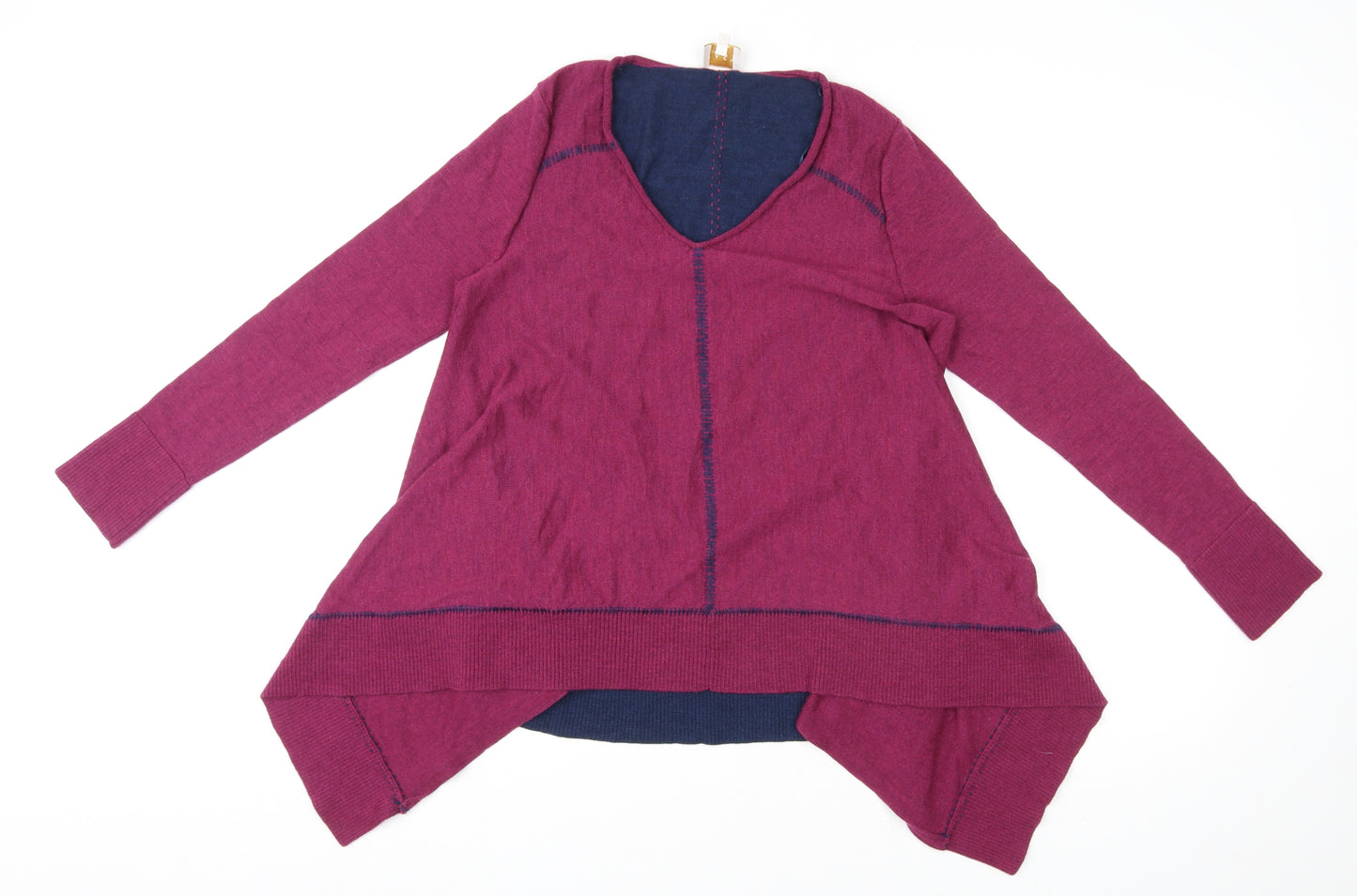 EAST Womens Purple V-Neck Wool Pullover Jumper Size S