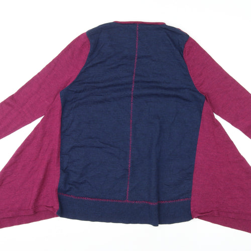 EAST Womens Purple V-Neck Wool Pullover Jumper Size S