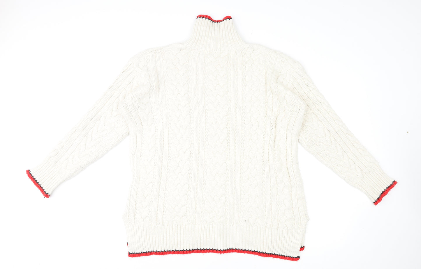 Zara Knit Womens Ivory High Neck Acrylic Pullover Jumper Size M