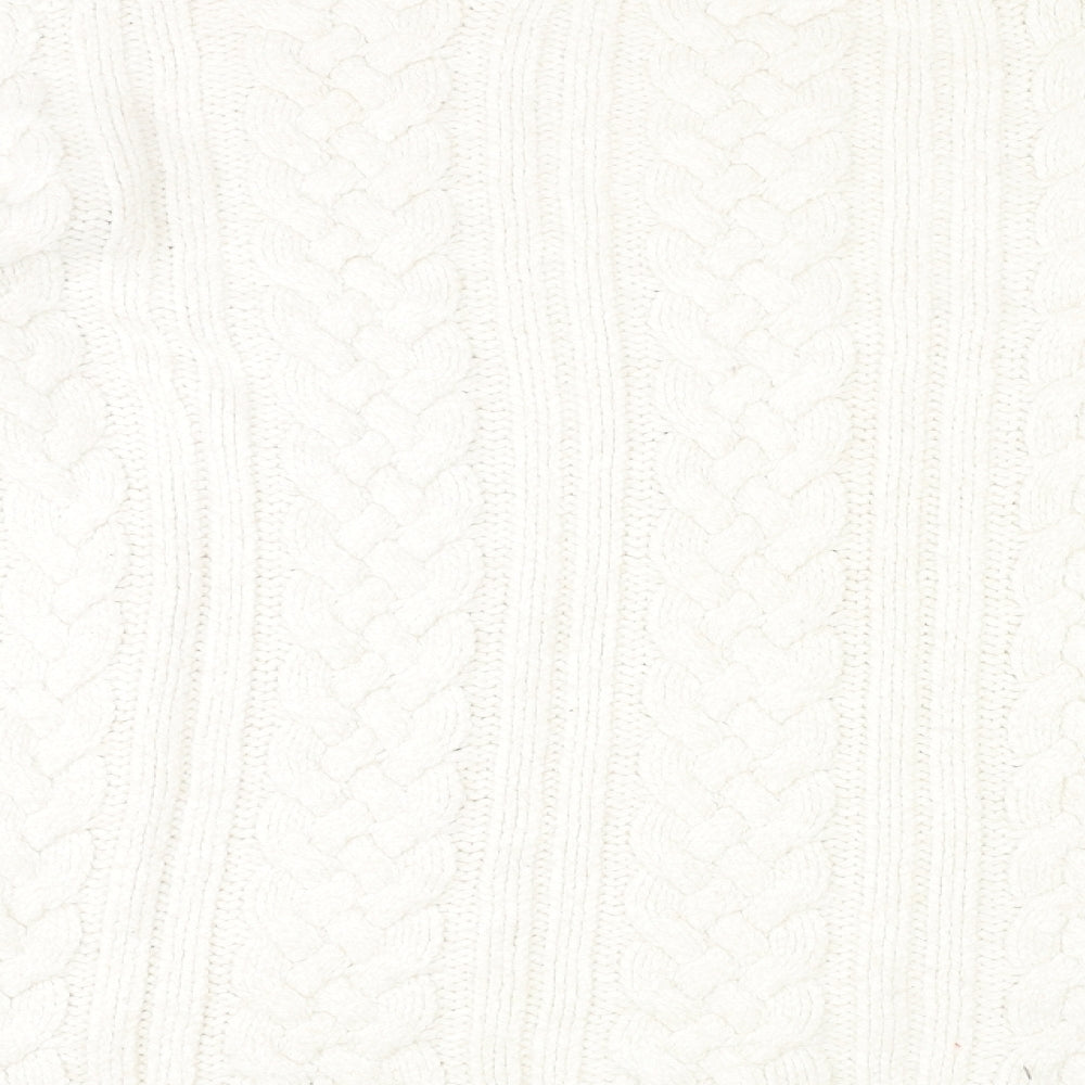 Zara Knit Womens Ivory High Neck Acrylic Pullover Jumper Size M