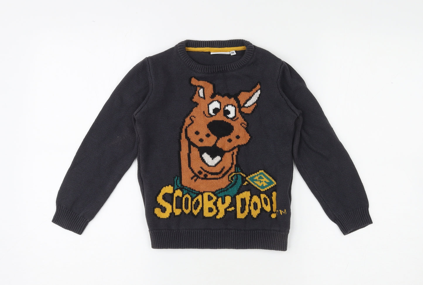 Scooby Doo Boys Black Round Neck 100% Cotton Pullover Jumper Size 6-7 Years Pullover - Scooby-Doo