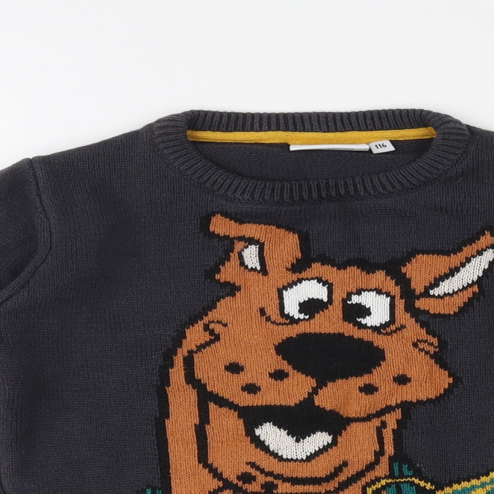 Scooby Doo Boys Black Round Neck 100% Cotton Pullover Jumper Size 6-7 Years Pullover - Scooby-Doo